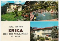 alte Postkarte Hotel Erika - Dorf Tirol