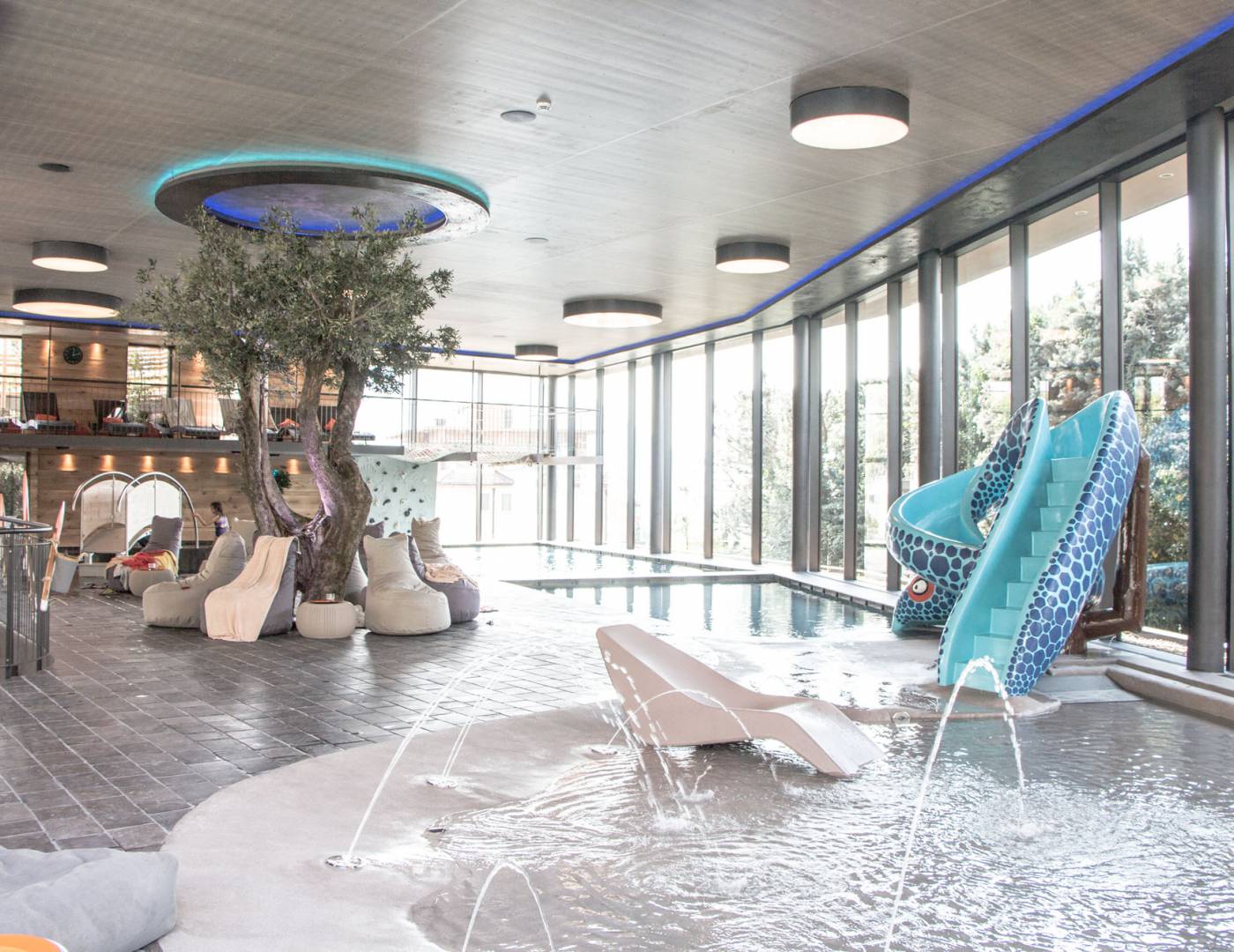 Children’s swimming area of the kids hotel near Merano